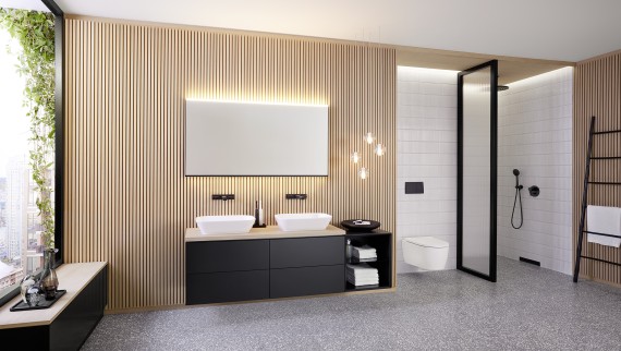 Option Plus aynalı Geberit ONE banyo mobilyası