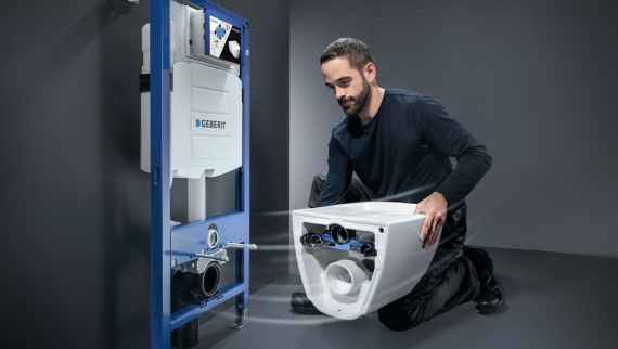 Geberit Sigma gömme rezervuar ve Geberit Acanto klozetli WC sistem