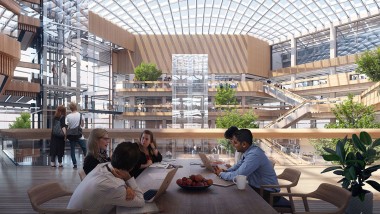 Bina içi, cam cephe ve cam tavan sayesinde ışıkla doludur (©Foster&Partners) Bina içi, cam cephe ve cam tavan sayesinde ışıkla doludur (©Foster&Partners)